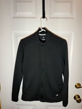 adidas Women’s Black Ribbed Golf Full-Zip Jacket